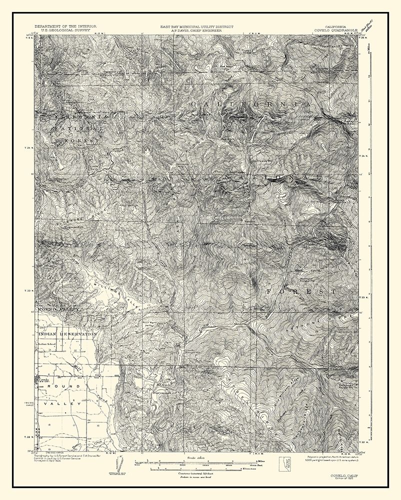 Covelo California Quad - USGS 1926 art print by USGS for $57.95 CAD