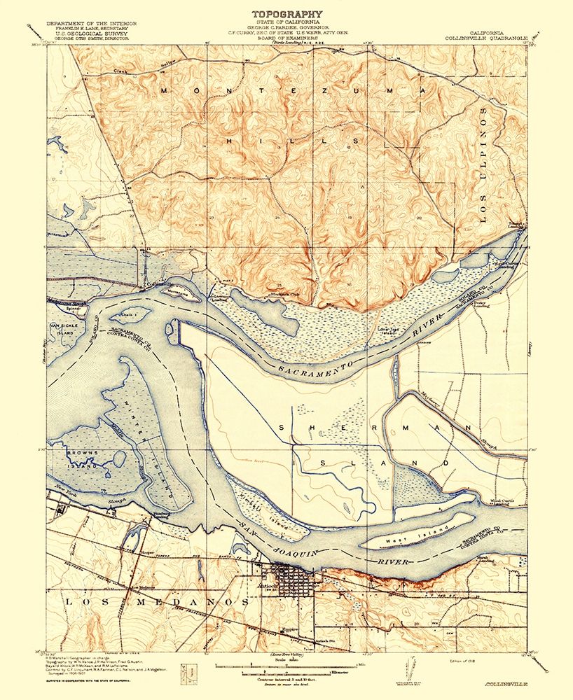 Collinsville California Quad - USGS 1918 art print by USGS for $57.95 CAD