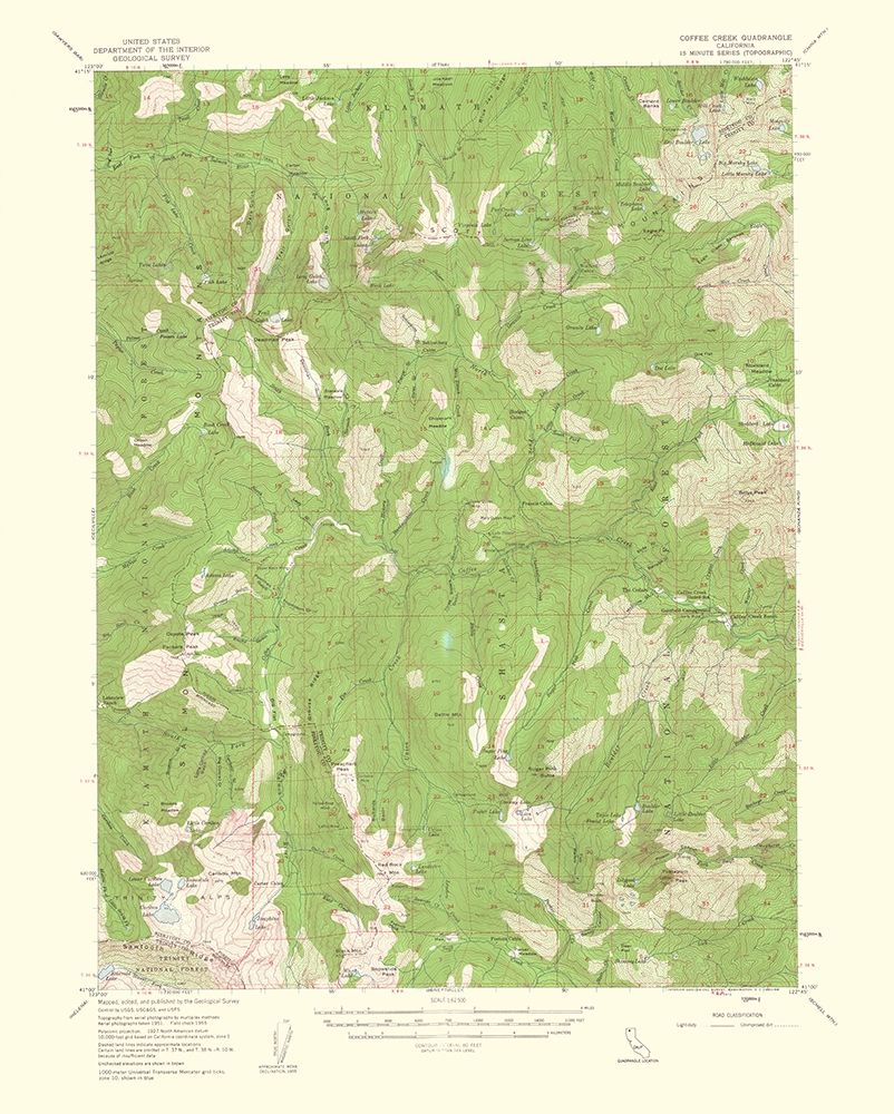 Coffee Creek California Quad - USGS 1960 art print by USGS for $57.95 CAD