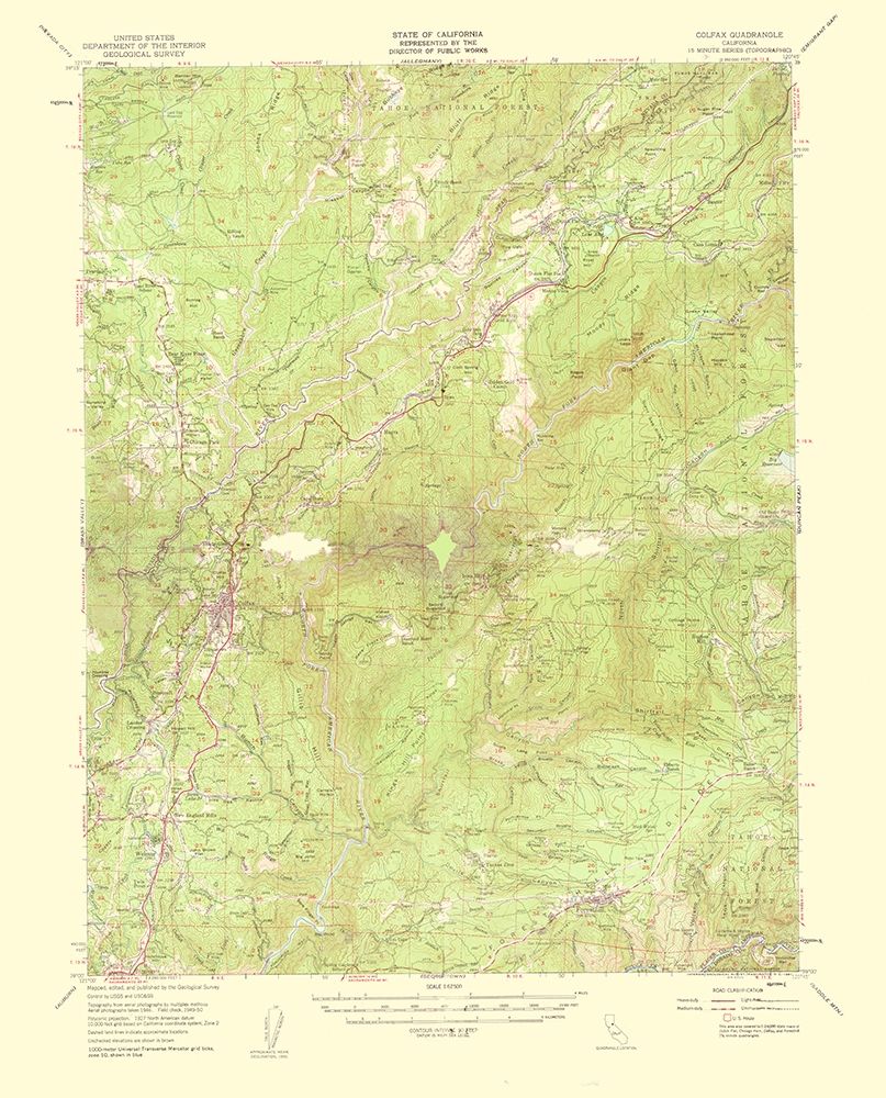 Colfax California Quad - USGS 1961 art print by USGS for $57.95 CAD