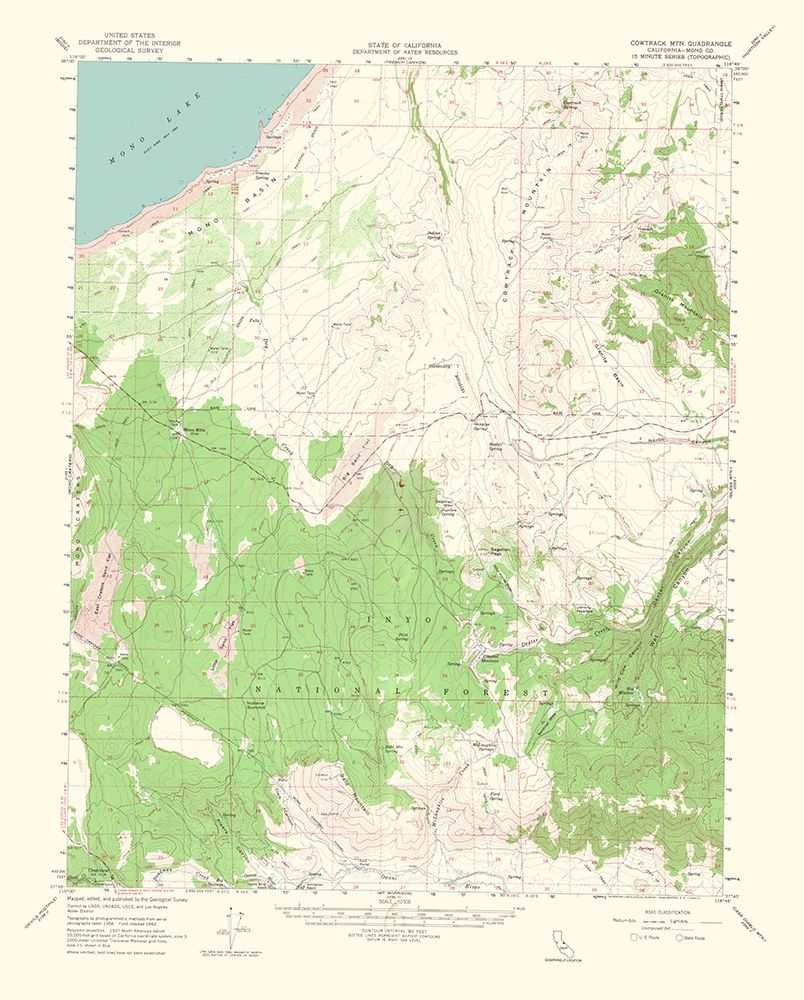Cowtrack Mountain California Quad - USGS 1964 art print by USGS for $57.95 CAD