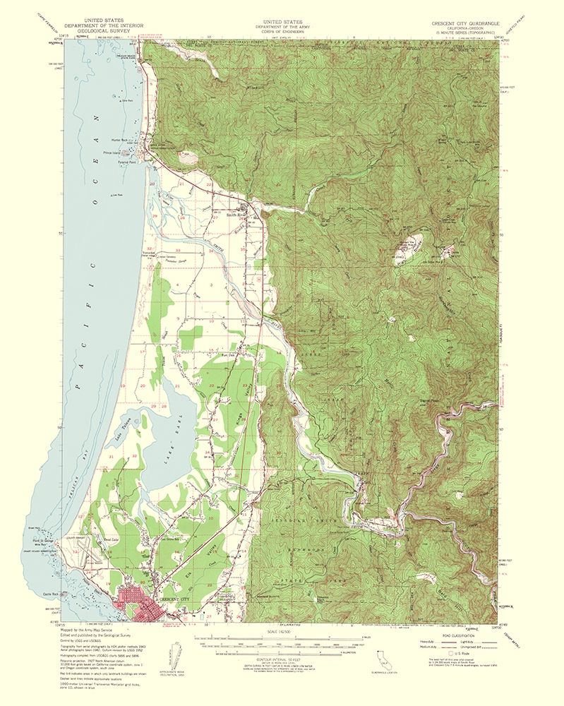 Crescent City California Oregon Quad - USGS 1962 art print by USGS for $57.95 CAD
