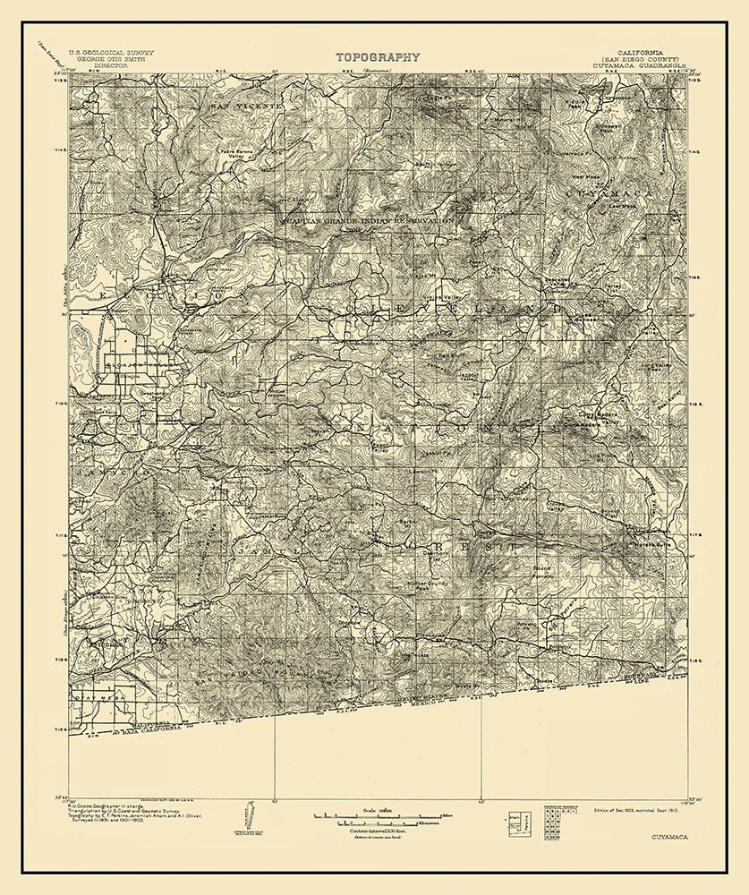 Cuyamaca California Quad - USGS 1903 art print by USGS for $57.95 CAD
