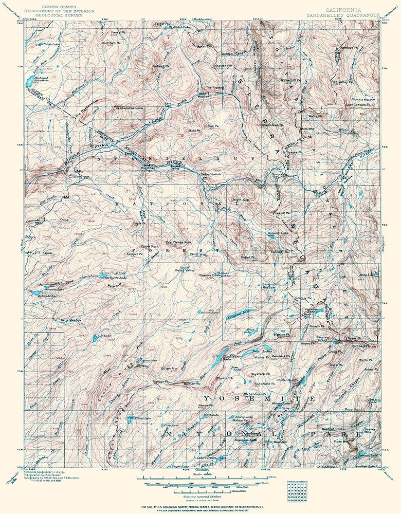 Dardanelles California Quad - USGS 1896 art print by USGS for $57.95 CAD