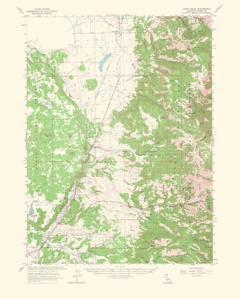 Davis Creek California Quad - USGS 1964 art print by USGS for $57.95 CAD