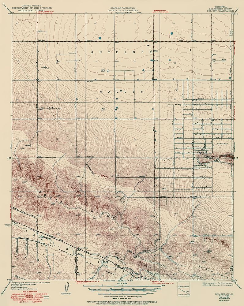 Del Sur California Quad - USGS 1937 art print by USGS for $57.95 CAD