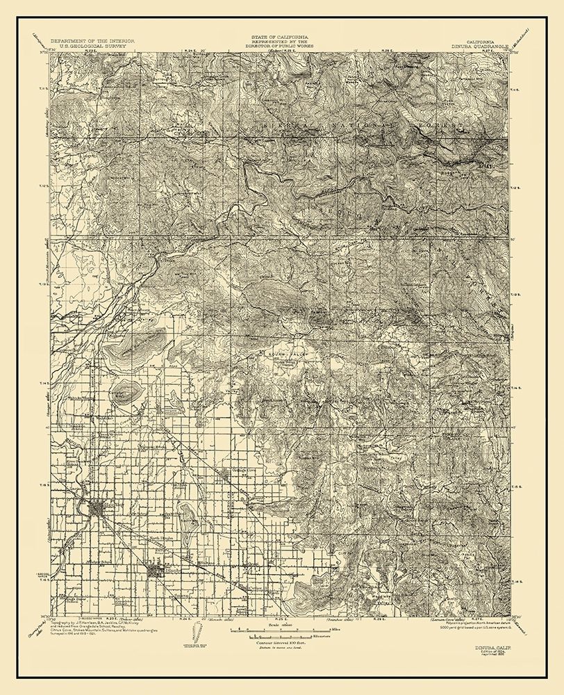 Dinuba California Quad - USGS 1924 art print by USGS for $57.95 CAD