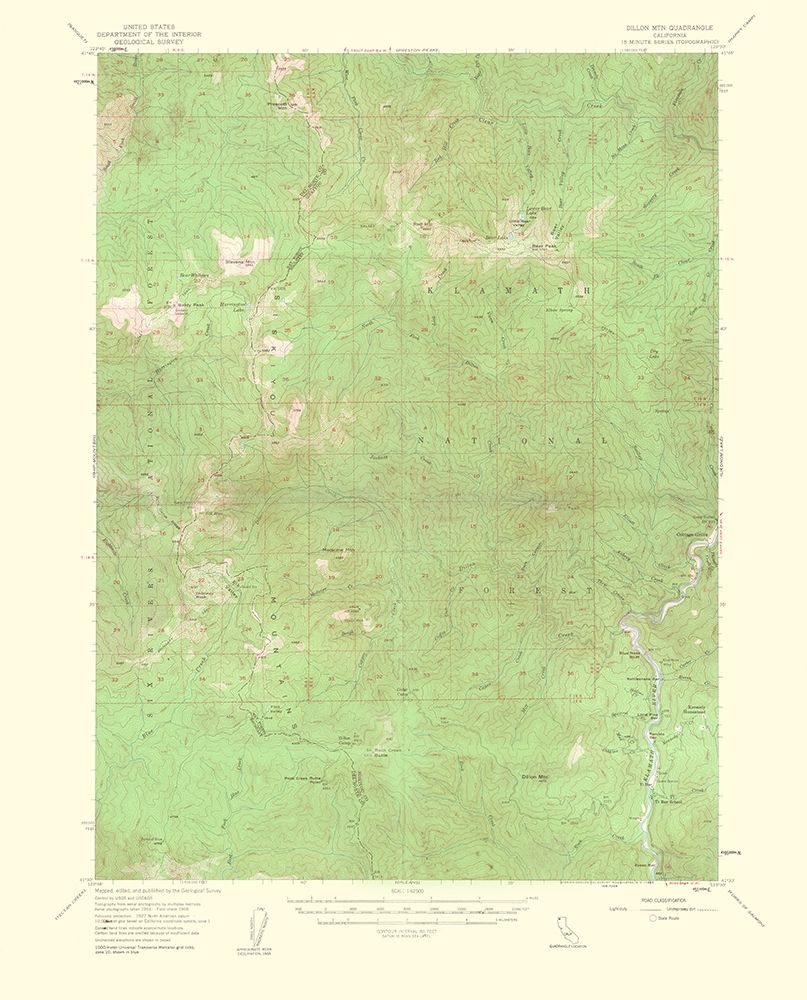 Dillon Mountain California Quad - USGS 1963 art print by USGS for $57.95 CAD