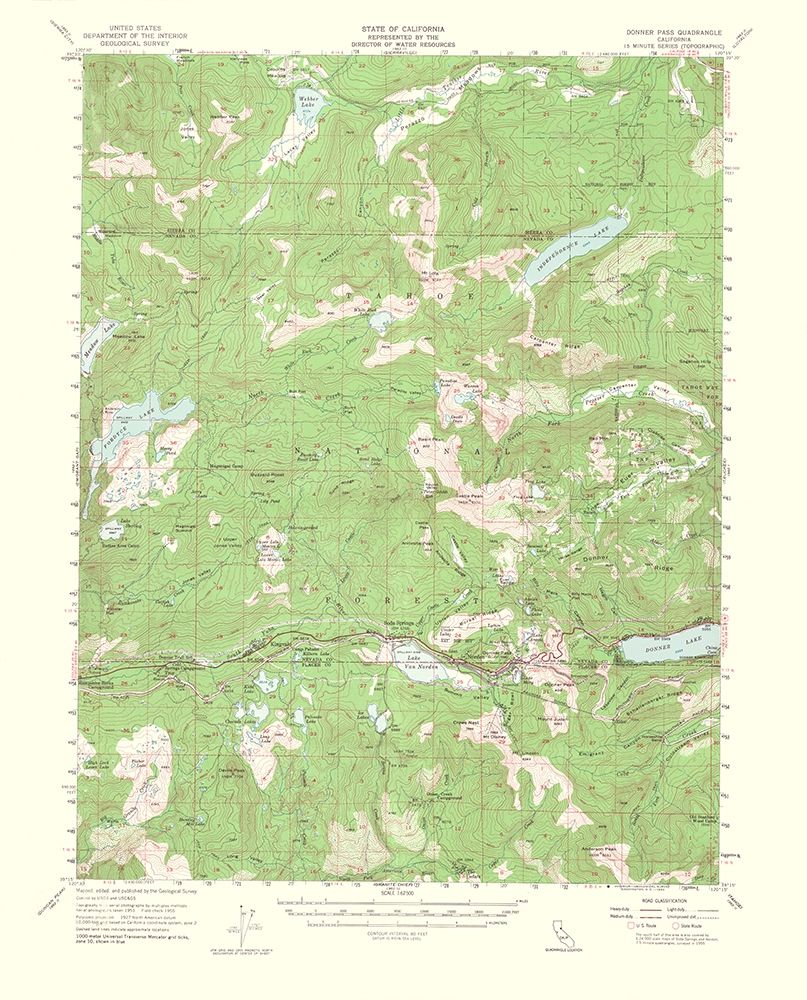 Donner Pass California Quad - USGS 1964 art print by USGS for $57.95 CAD