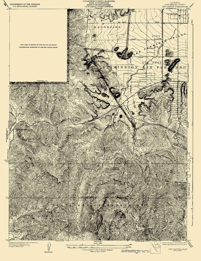 Dry Canyon California Quad - USGS 1932 art print by USGS for $57.95 CAD