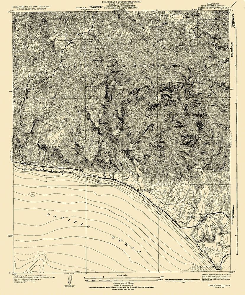 Dume Point California Quad - USGS 1932 art print by USGS for $57.95 CAD