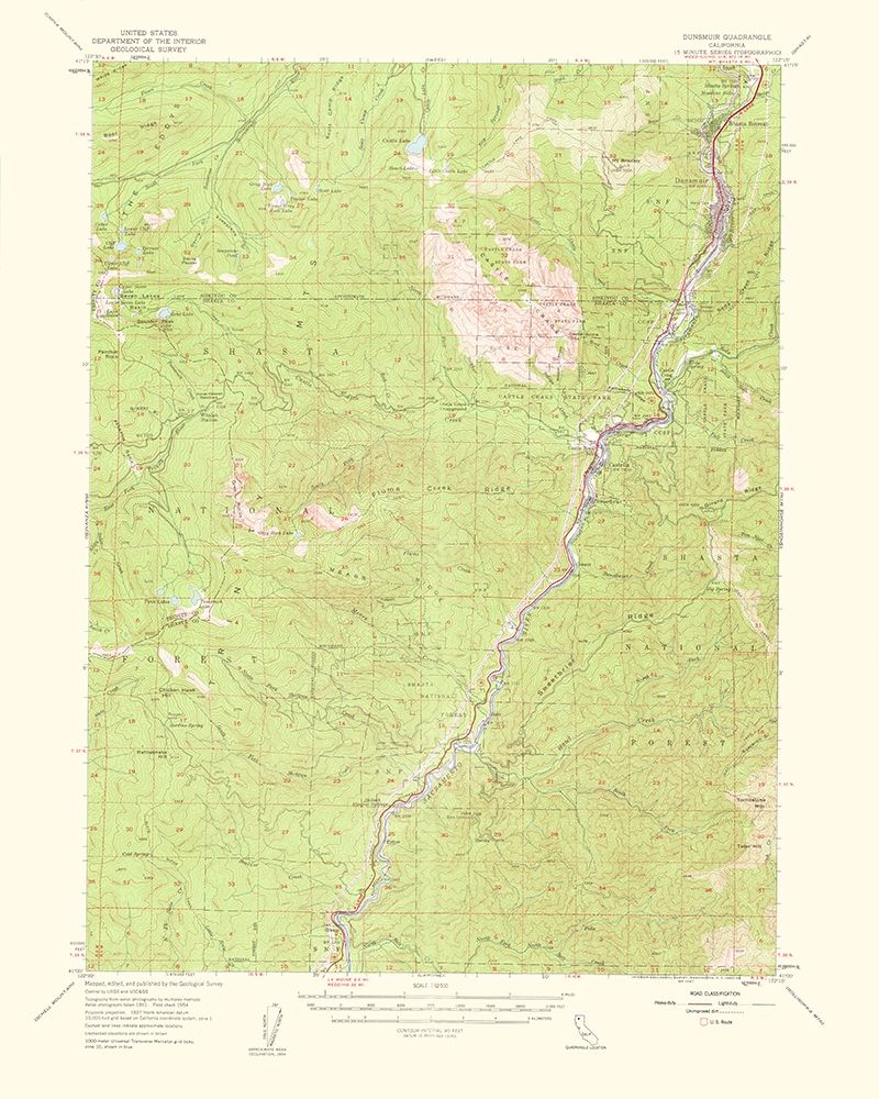 Dunsmuir California Quad - USGS 1960 art print by USGS for $57.95 CAD