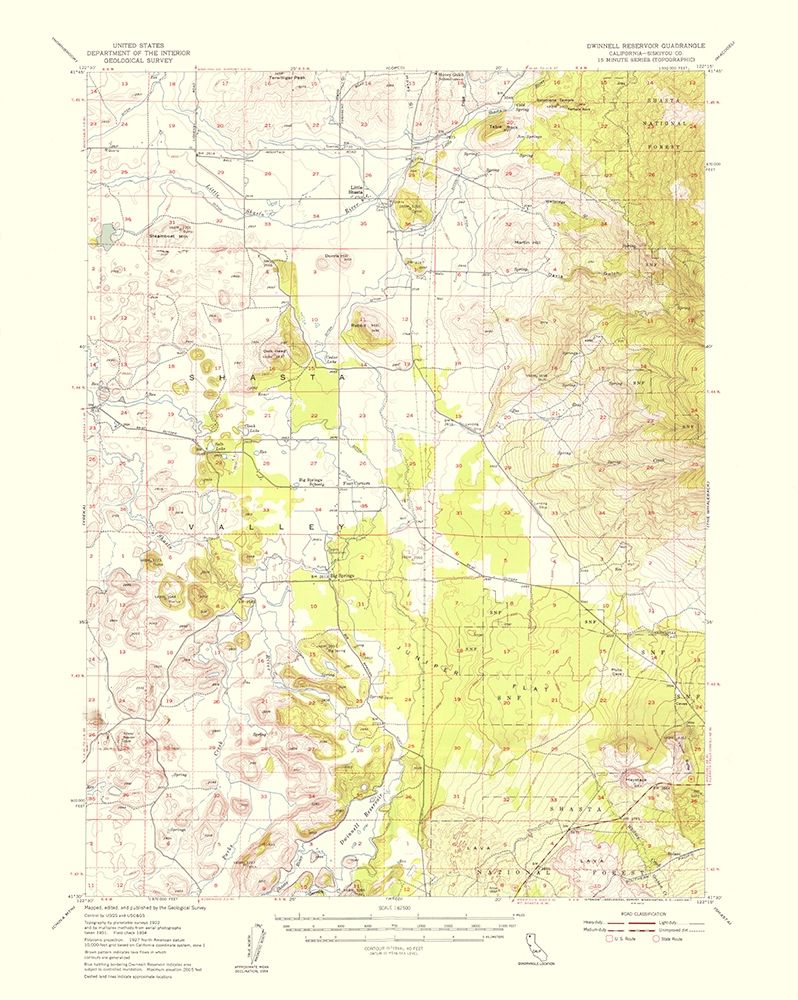 Dwinnel Reservoir California Quad - USGS 1957 art print by USGS for $57.95 CAD