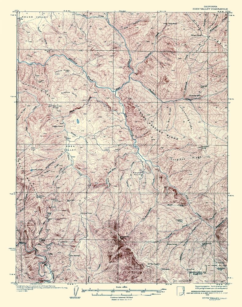 Eden Valley California Quad - USGS 1928 art print by USGS for $57.95 CAD