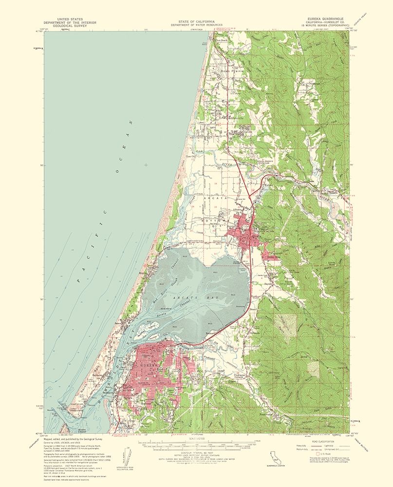 Eureka California Quad - USGS 1961 art print by USGS for $57.95 CAD