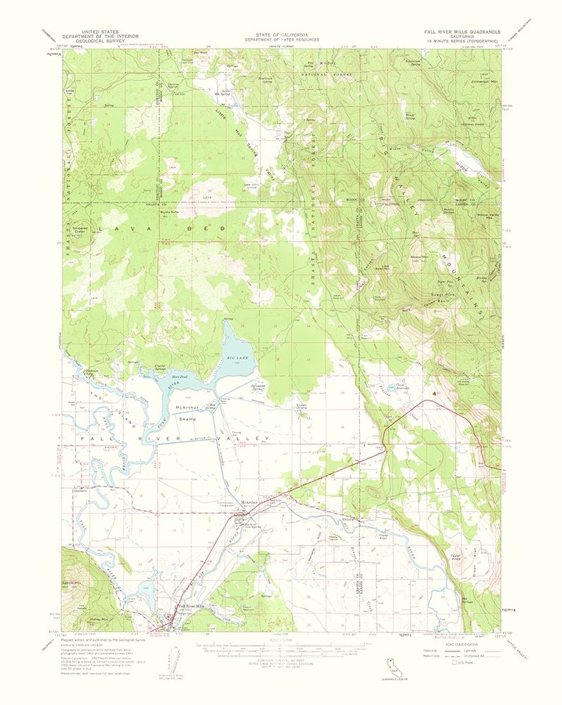 Fall River Mills California Quad - USGS 1963 art print by USGS for $57.95 CAD