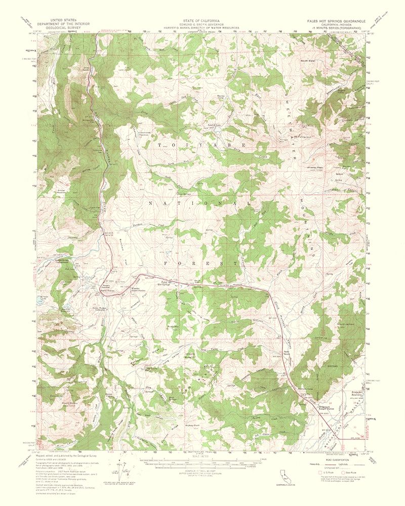Fales Hot Springs California Quad - USGS 1964 art print by USGS for $57.95 CAD
