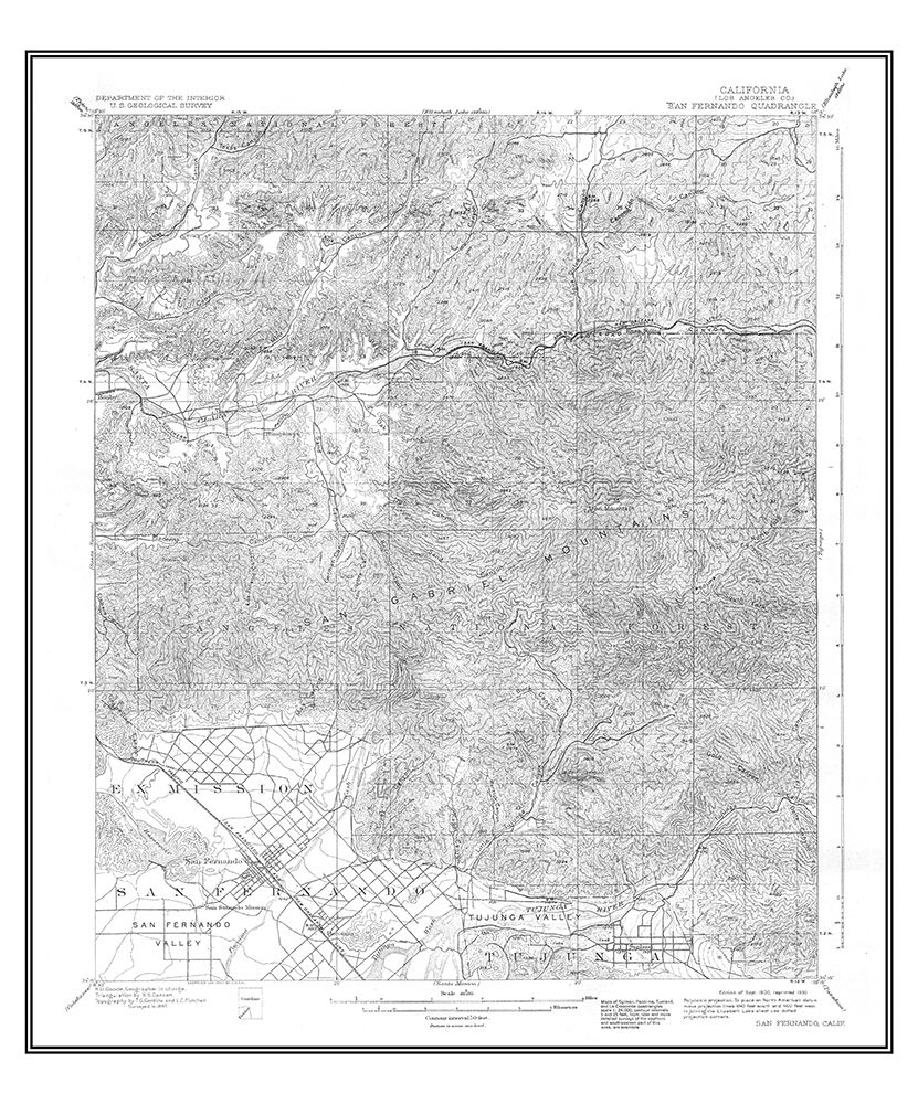 San Fernando California Quad - USGS 1900 art print by USGS for $57.95 CAD