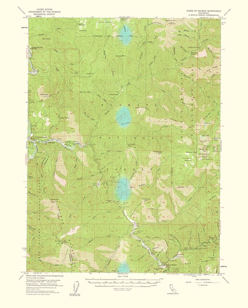 Forks Of Salmon California Quad - USGS 1961 art print by USGS for $57.95 CAD