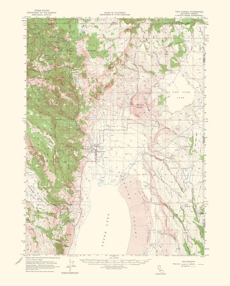 Fort Bidwell California Oregon Quad - USGS 1964 art print by USGS for $57.95 CAD