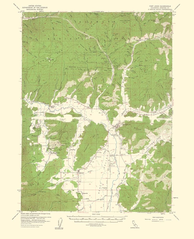 Fort Jones California Quad - USGS 1961 art print by USGS for $57.95 CAD