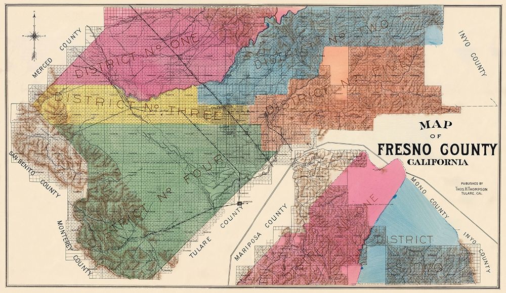 Fresno California - Thompson 1891 art print by Thompson for $57.95 CAD