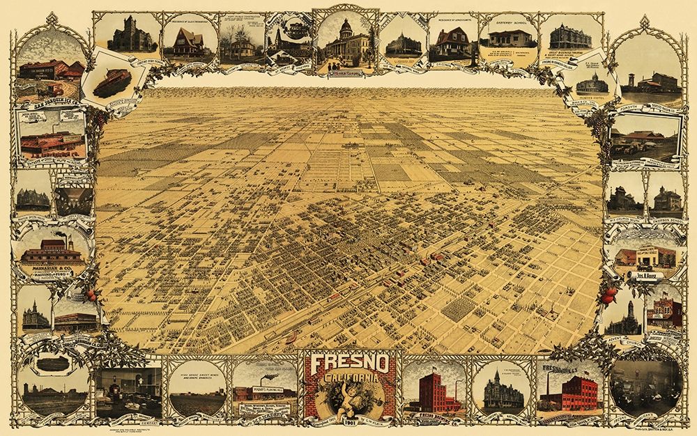 Fresno California - Klein 1901 art print by Klein for $57.95 CAD