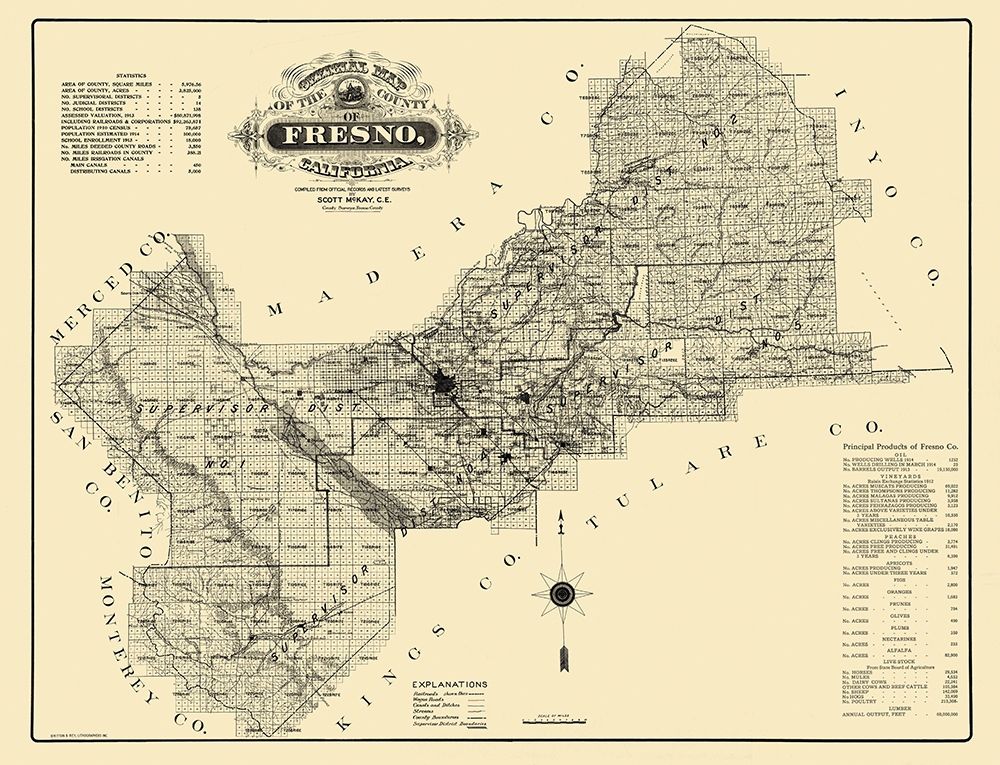 Fresno California - McKay 1914 art print by McKay for $57.95 CAD
