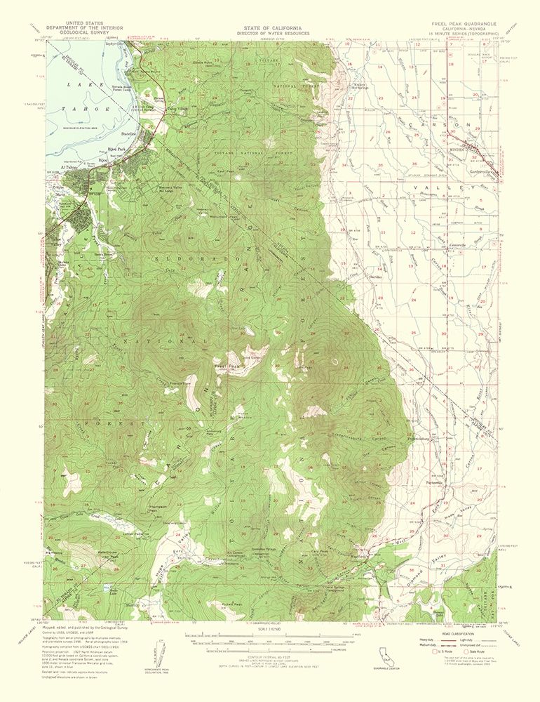 Freel Peak California Quad - USGS 1961 art print by USGS for $57.95 CAD