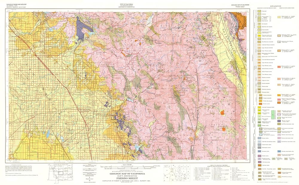 Geologic California Fresno Sheet - Matthews 1961 art print by Matthews for $57.95 CAD