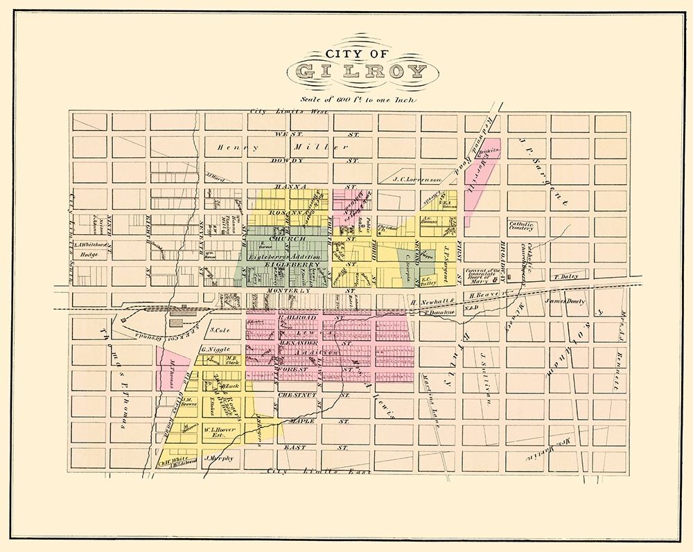 Gilroy California Landowner - Thomas 1876 art print by Thomas for $57.95 CAD