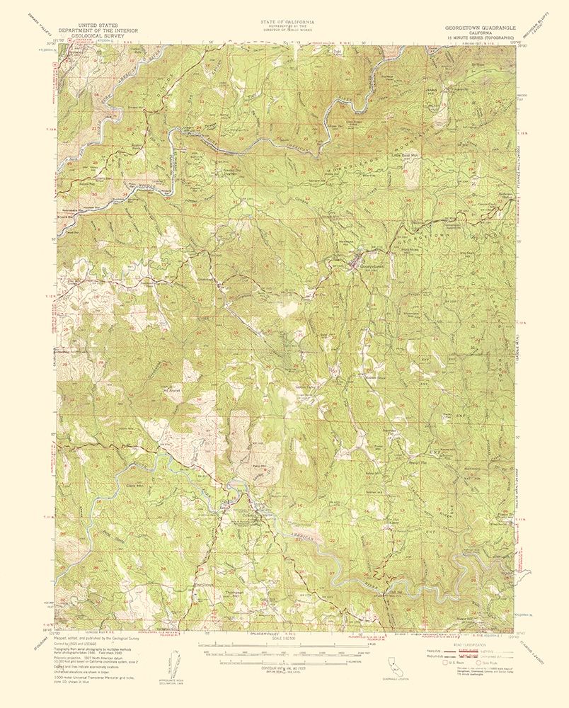 Georgetown California Quad - USGS 1957 art print by USGS for $57.95 CAD