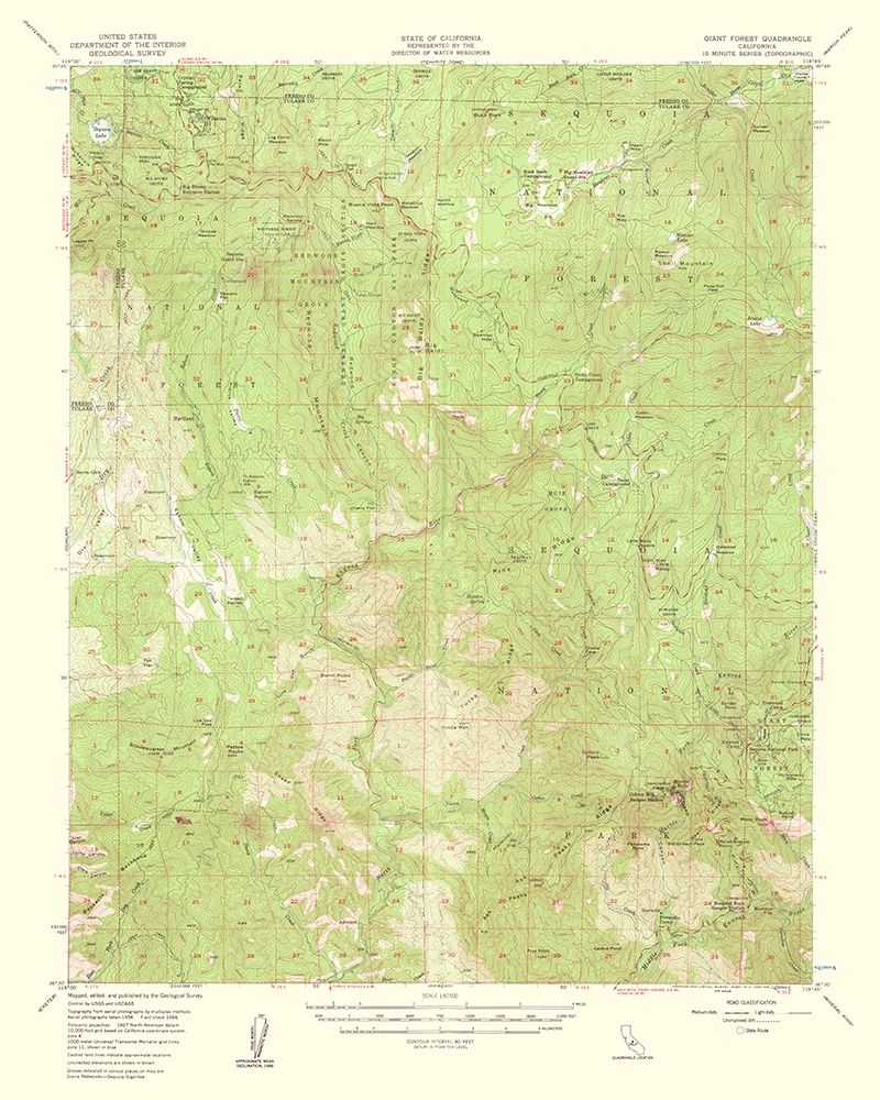 Giant Forest California Quad - USGS 1961 art print by USGS for $57.95 CAD