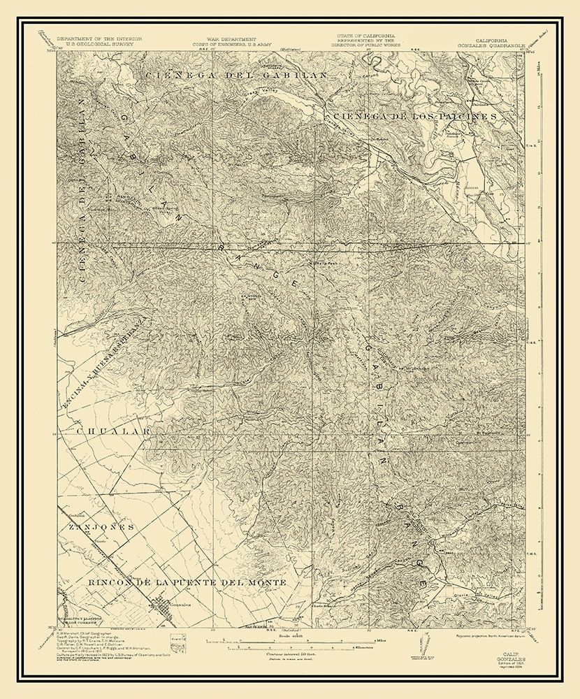 Gonzales California Quad - USGS 1921 art print by USGS for $57.95 CAD