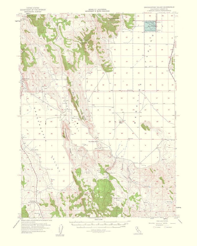 Grasshopper Valley California Quad - USGS 1963 art print by USGS for $57.95 CAD