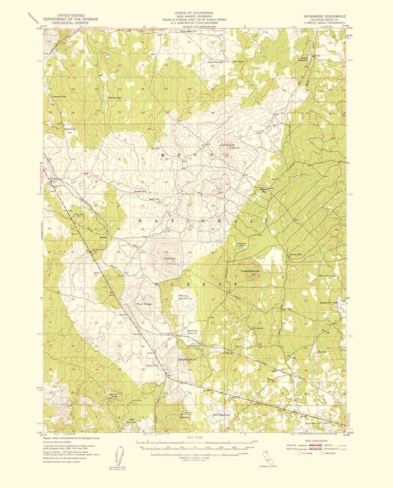 Hackamore California Quad - USGS 1954 art print by USGS for $57.95 CAD