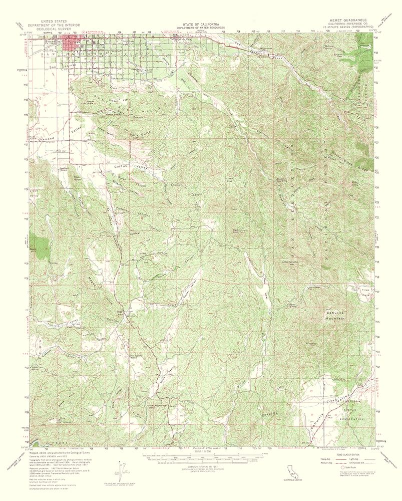 Hemet California Quad - USGS 1964 art print by USGS for $57.95 CAD