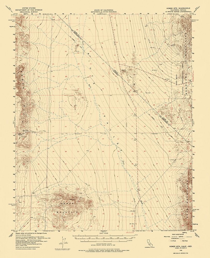 Homer Mt California, Nevada Quad - USGS 1956 art print by USGS for $57.95 CAD