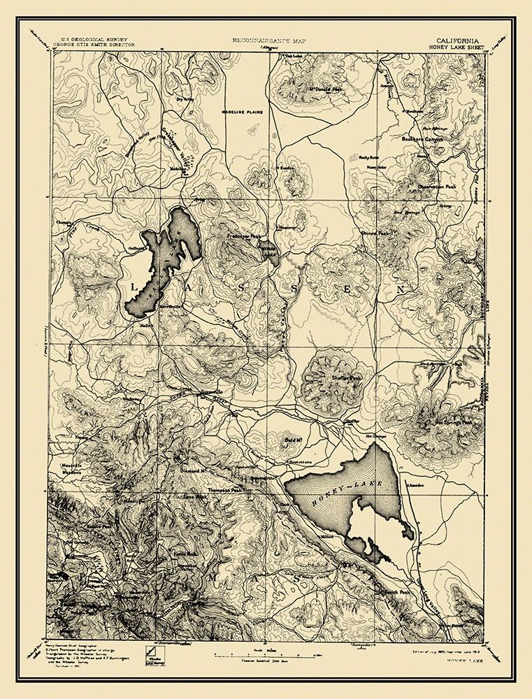Honey Lake California Sheet - USGS 1893 art print by USGS for $57.95 CAD