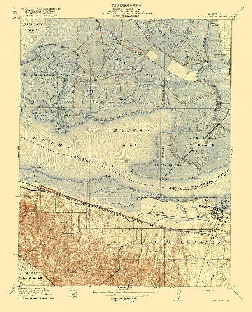 Honker Bay California Quad - USGS 1918 art print by USGS for $57.95 CAD