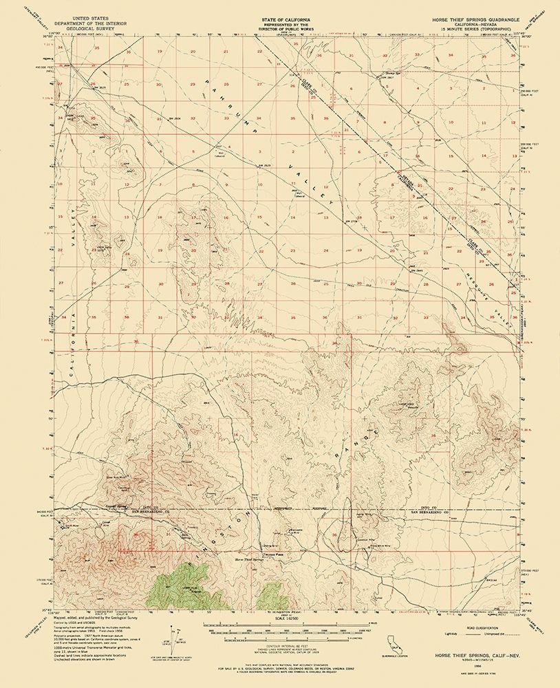 Horse Thief Spr California Nevada Quad - USGS 1956 art print by USGS for $57.95 CAD