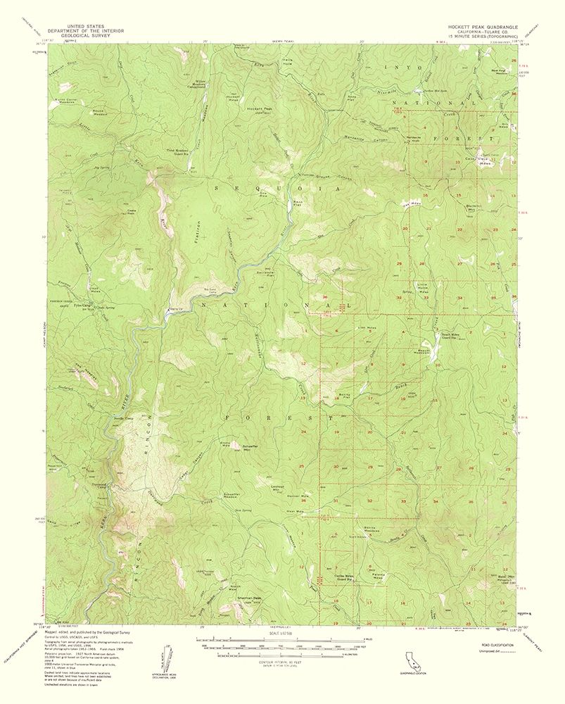 Hockett Peak California Quad - USGS 1962 art print by USGS for $57.95 CAD