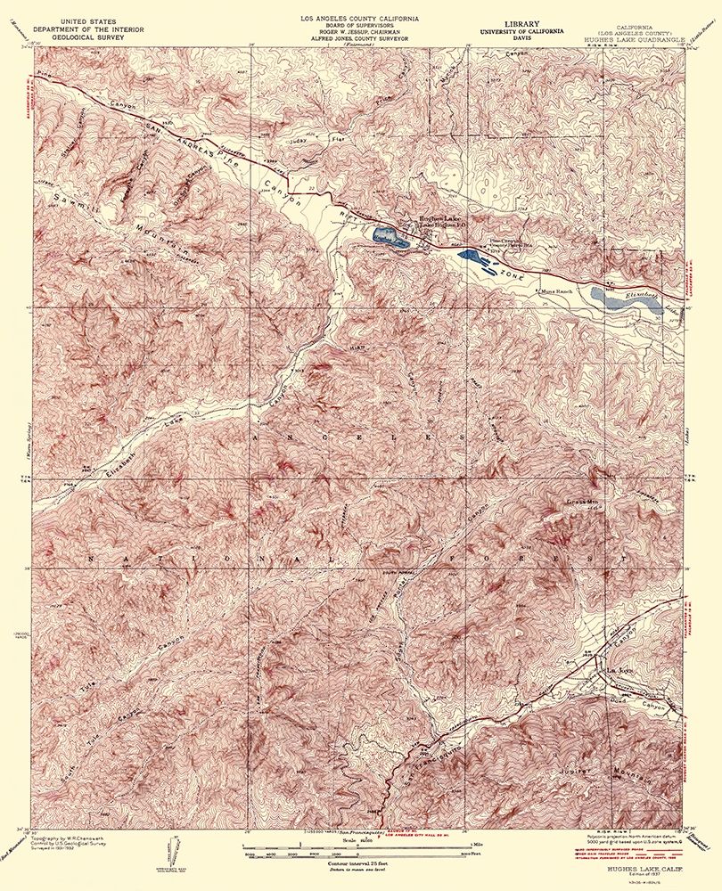 Hughes Lake California Quad - USGS 1937 art print by USGS for $57.95 CAD