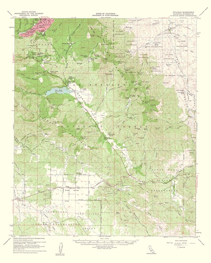 Idyllwild California Quad - USGS 1963 art print by USGS for $57.95 CAD