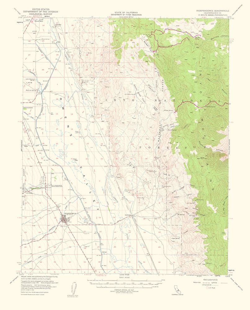 Independence California Quad - USGS 1962 art print by USGS for $57.95 CAD