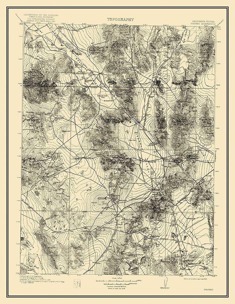 Ivanpah California Nevada Quad - USGS 1912 art print by USGS for $57.95 CAD