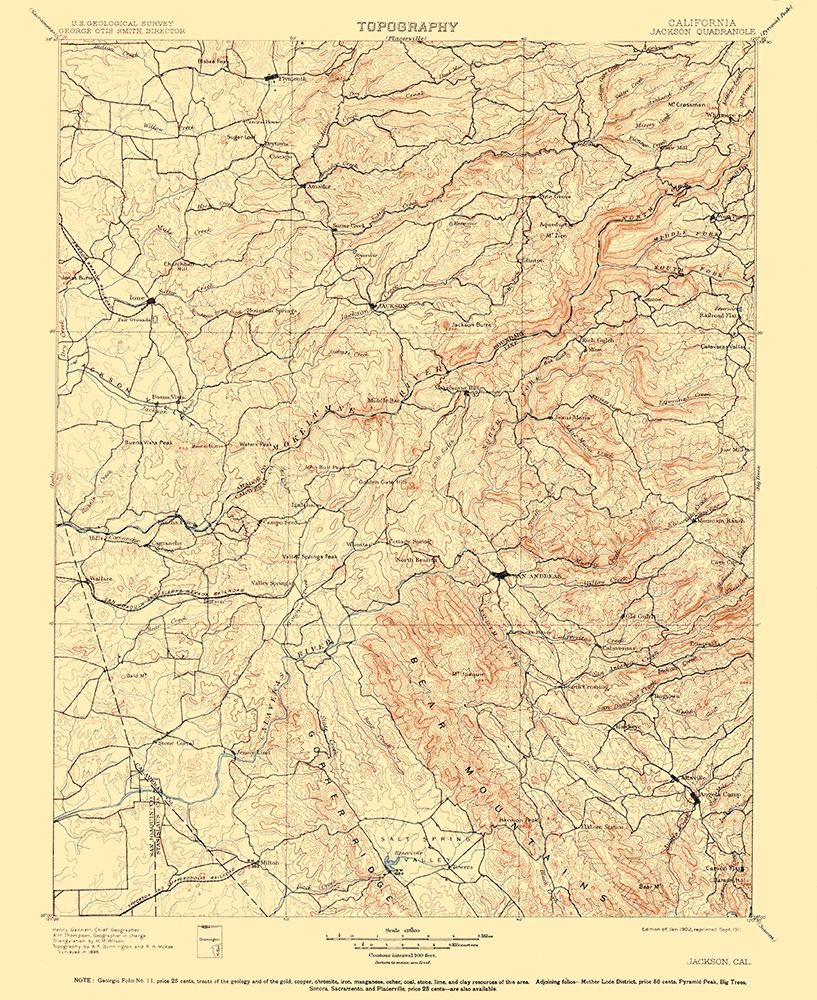 Jackson California Quad - USGS 1902 art print by USGS for $57.95 CAD