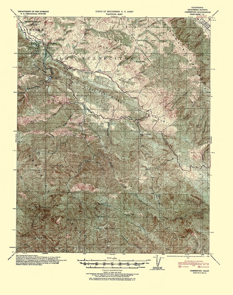 Jamesburg California Quad - USGS 1940 art print by USGS for $57.95 CAD