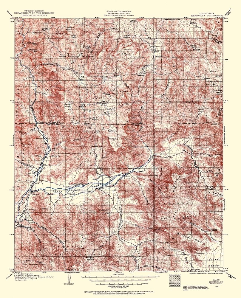 Kernville California Quad - USGS 1906 art print by USGS for $57.95 CAD