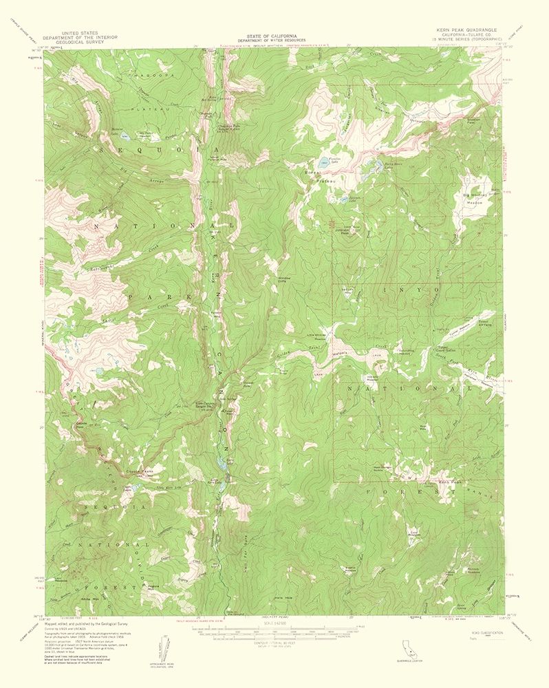 Kern Peak California Quad - USGS 1963 art print by USGS for $57.95 CAD